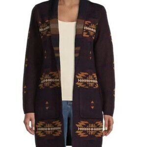 Pendleton Knit Merino Wool Long Cardigan Sweater Tribal Aztec Navajo Boho SZ XS